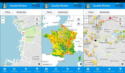 exemple de copie d'écran de l'appli qualité rivière