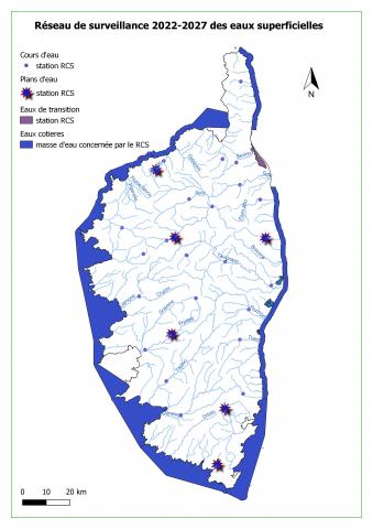 carte des stations de surveillance des eaux superficielles
