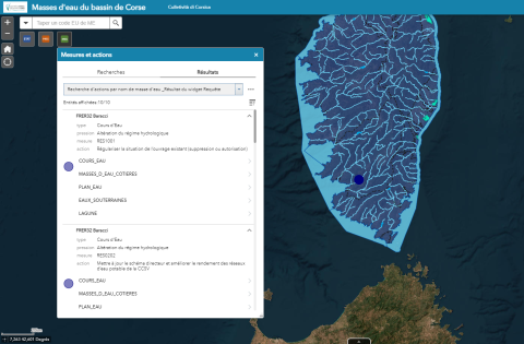 capture d'écran de l'outil cartographique de visualisation du SDAGE et du PdM 22-27